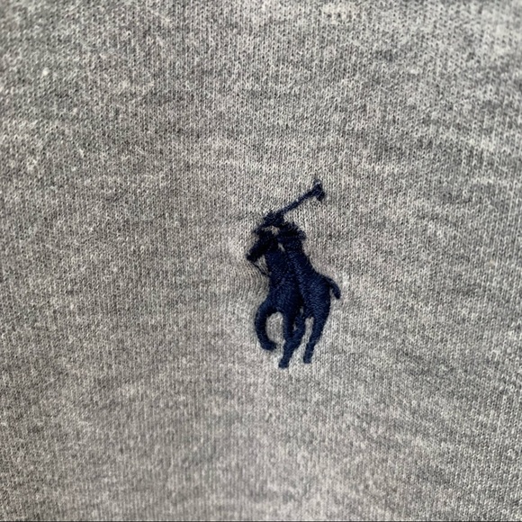 Long Sleeve Mens Gray Polo Shirt with Navy Polo - Picture 4 of 9